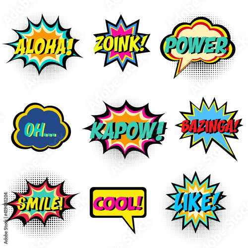 Comic book words. Comic speech bubble set