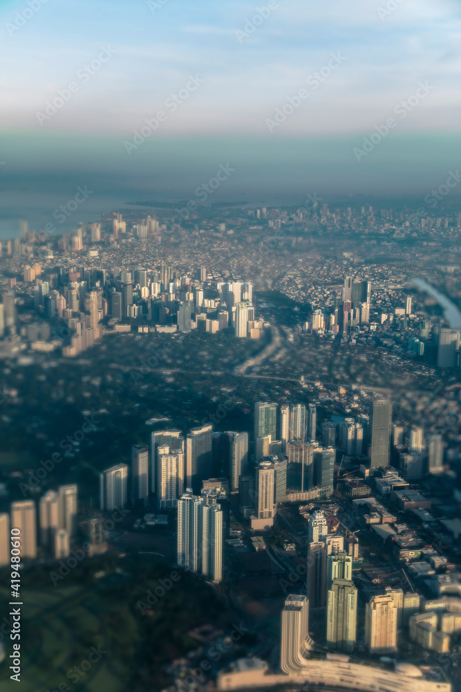 Fototapeta premium aerial view of high rise buildings in Metro Manila.