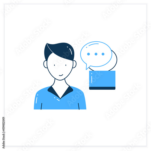 Instant messaging flat icon. Momentary messaging on social networks. Contactless communication. Information overload concept. Vector illustration