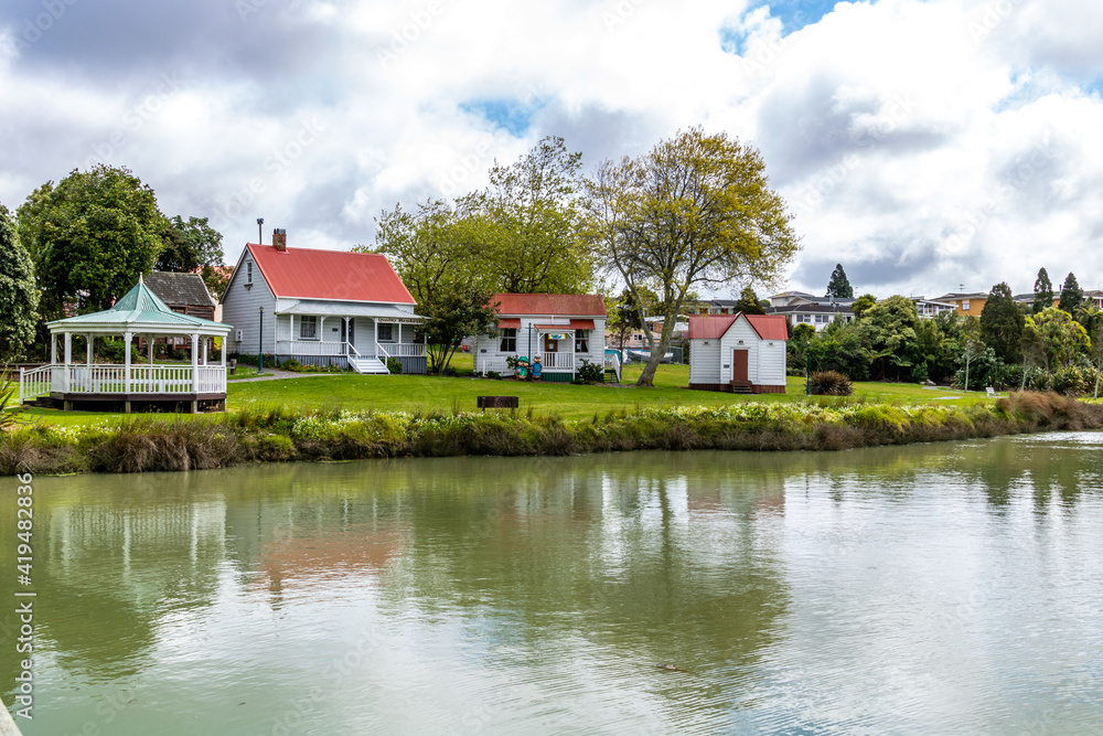 Historic village on the Waikato River. Waiaku, Auckland, New Zealand Historic village on the Waikato River. Waiaku, Auckland, New Zealand