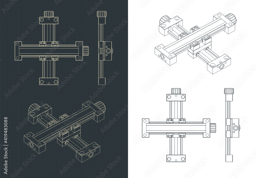 XY Linear actuator drawings Stock Vector Adobe Stock