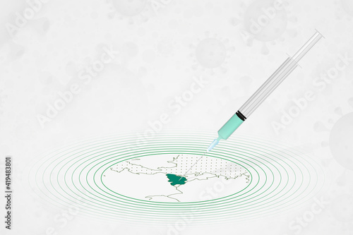 Belgium vaccination concept, vaccine injection in map of Belgium. Vaccine and vaccination against coronavirus, COVID-19.