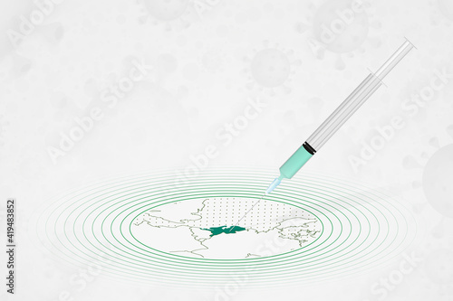 Netherlands vaccination concept, vaccine injection in map of Netherlands. Vaccine and vaccination against coronavirus, COVID-19.