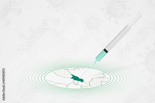 Georgia vaccination concept, vaccine injection in map of Georgia. Vaccine and vaccination against coronavirus, COVID-19.