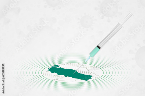 Turkey vaccination concept, vaccine injection in map of Turkey. Vaccine and vaccination against coronavirus, COVID-19.