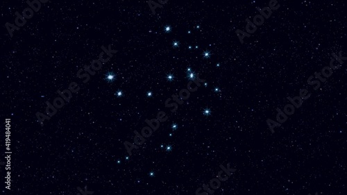 Centaurus constellation, gradually zooming rotating image with stars and outlines, 4K educational video