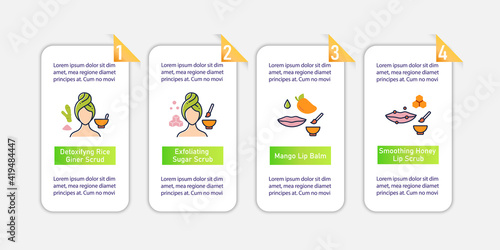 DIY natural skincare vector infographics. Facial beauty treatment template design elements. Presentation with 4 steps. Organic care layout, info chart, banner