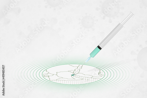 Djibouti vaccination concept, vaccine injection in map of Djibouti. Vaccine and vaccination against coronavirus, COVID-19.