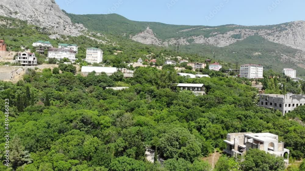 View of the Foros resort town from a height. Crimea View of the Foros resort town from a height. Crimea