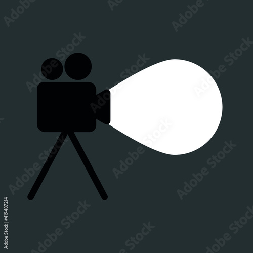 
Creative vector background with camera on tripod and decorative blank text container. Ideal for journalism, videotaping or filmmaking thematic graphic or web design