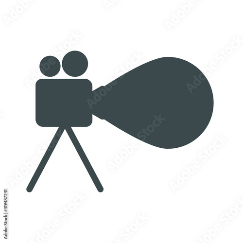 
Creative vector background with camera on tripod and decorative blank text container. Ideal for journalism, videotaping or filmmaking thematic graphic or web design