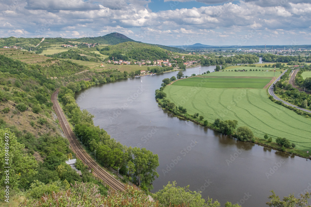landscape with elbe river / porta bohemica, Czech Republic