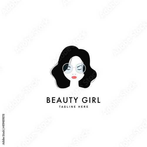 Beauty Girl Logo Symbol Design Template Flat Style Vector