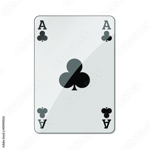 Black clover ace playing card icon. Poker gambling casino game sign. Vector illustration.