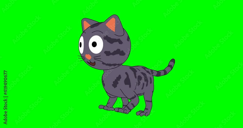 Cat running animation. The cartoon cat is running happily. Green screen – Chroma Key. Cat running animation. The cartoon cat is running happily. Green screen – Chroma Key.