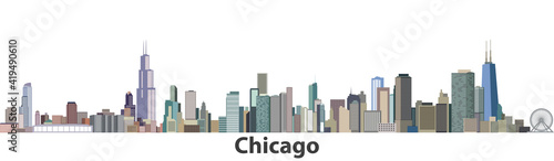 Chicago city skyline vector illustration