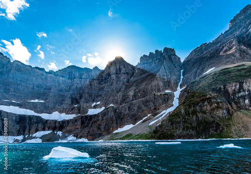 Fotografie, Obraz Turquoise color Iceberg Lake in Glacier National Park in Montana in summer