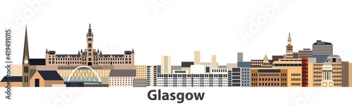 Glasgow city skyline vector illustration