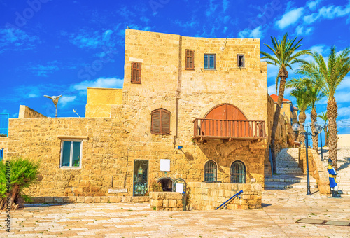 The tilted house in medieval Jaffa, Tel Aviv in Israel photo