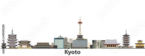 Kyoto vector city skyline