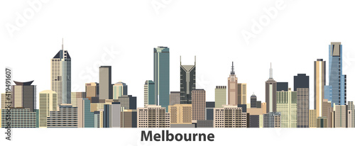 Melbourne city skyline vector illustration