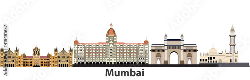 Mumbai city skyline vector illustration
