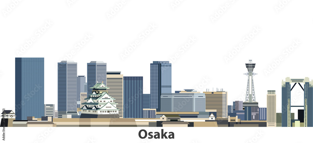 Obraz premium Osaka city skyline vector illustration