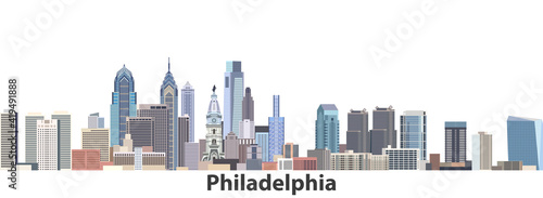  Philadelphia city skyline vector illustration