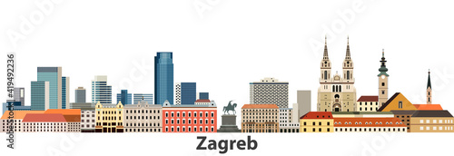 Zagreb city skyline vector illustration