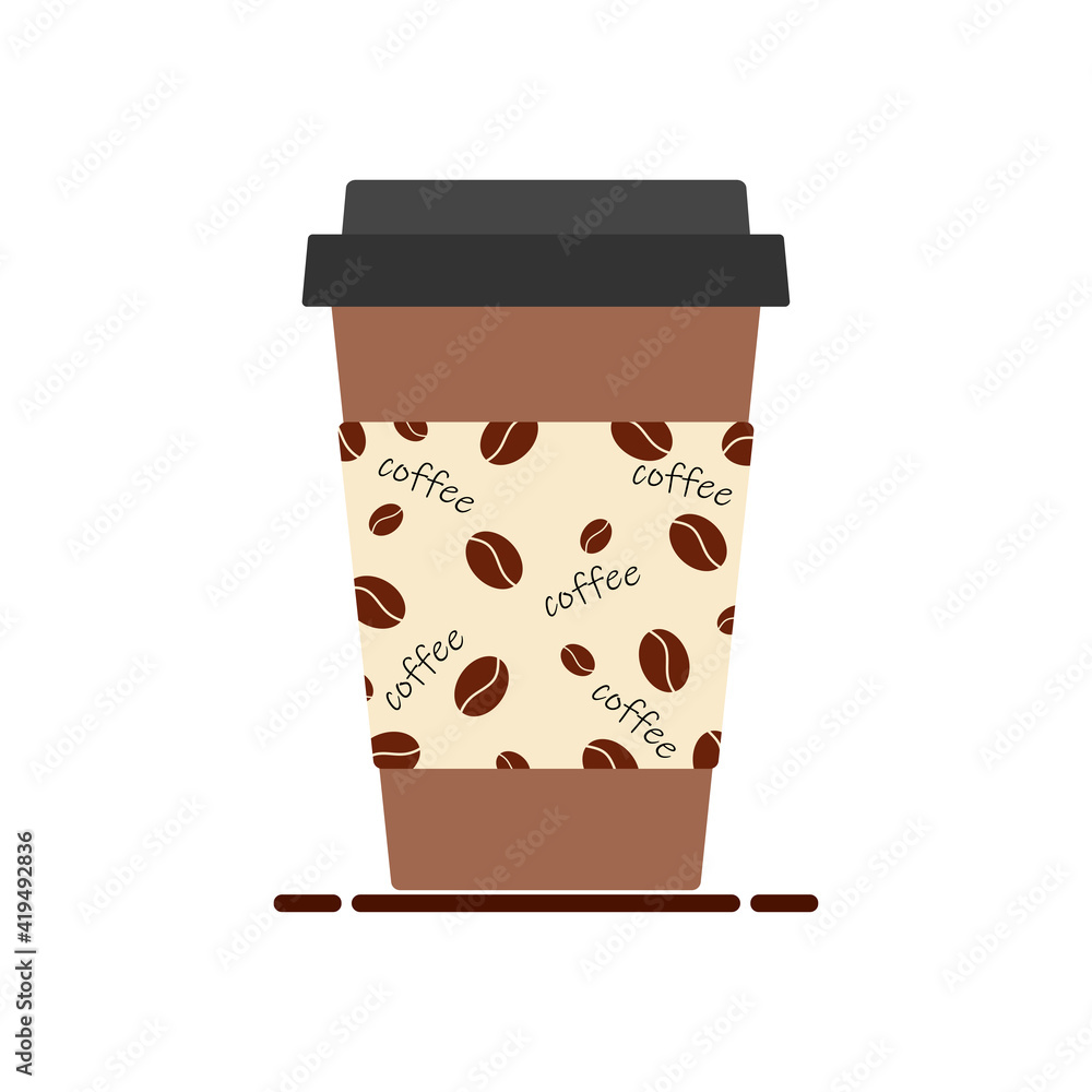 Coffee cup icon, disposable paper or cardboard dish for hot drink. Vector illustration in flat design. Coffee cup icon, disposable paper or cardboard dish for hot drink. Vector illustration in flat design.