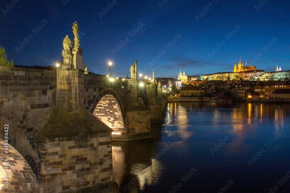 charles bridge at night / Prague, Czech Republic