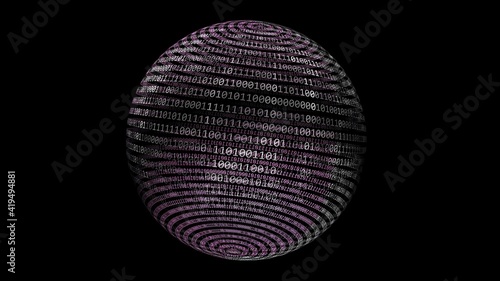 Binary data on rotating sphere concept 3d illustration © alexskopje