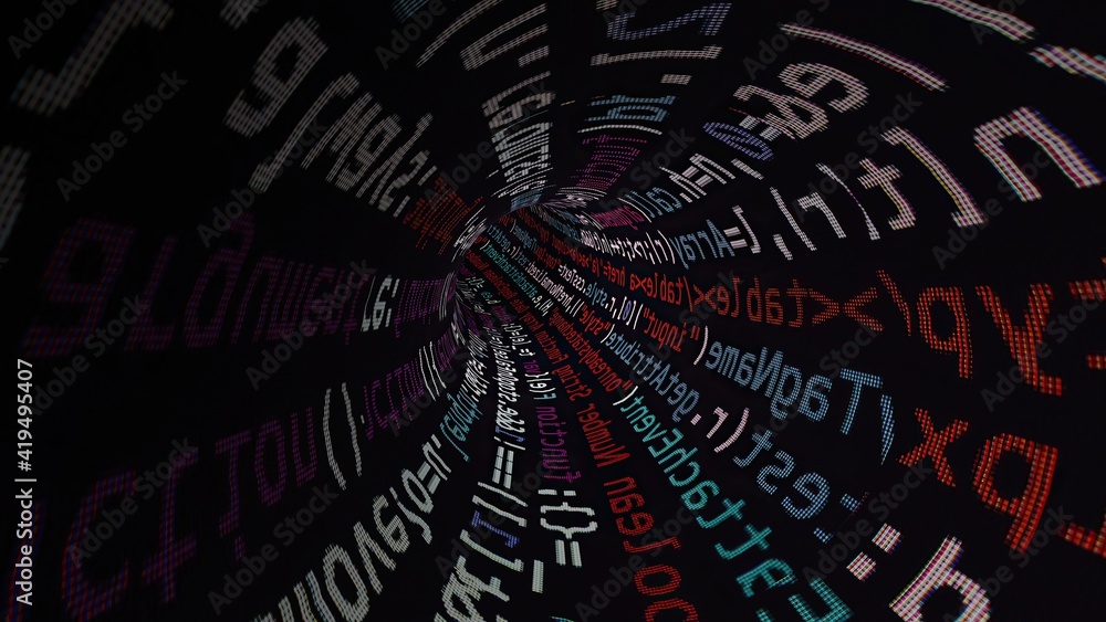 Speed Motion Inside Code Tunnel 3d illustration Speed Motion Inside Code Tunnel 3d illustration