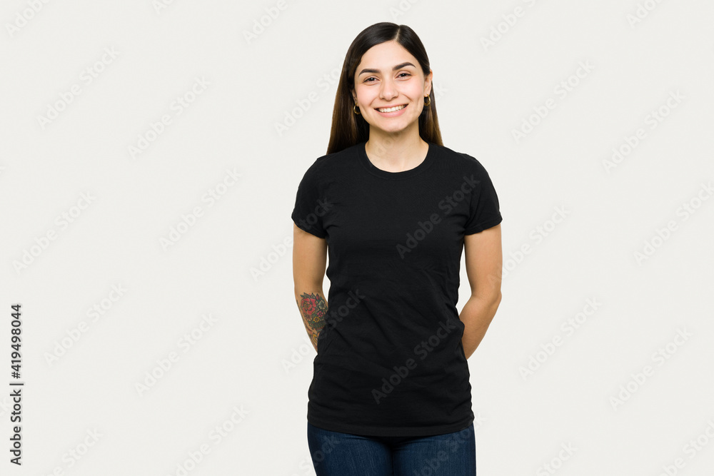 Female t-shirt mockup template for design print Female t-shirt mockup template for design print