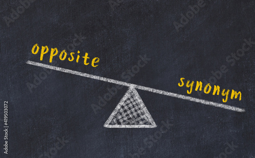 Konstfotografi Balance between opposite and synonym. Chalkboard drawing.