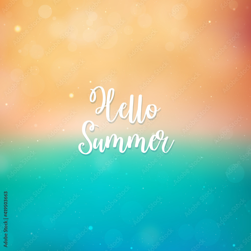 Blurred Hello Summer background, beach and ocean Blurred Hello Summer background, beach and ocean
