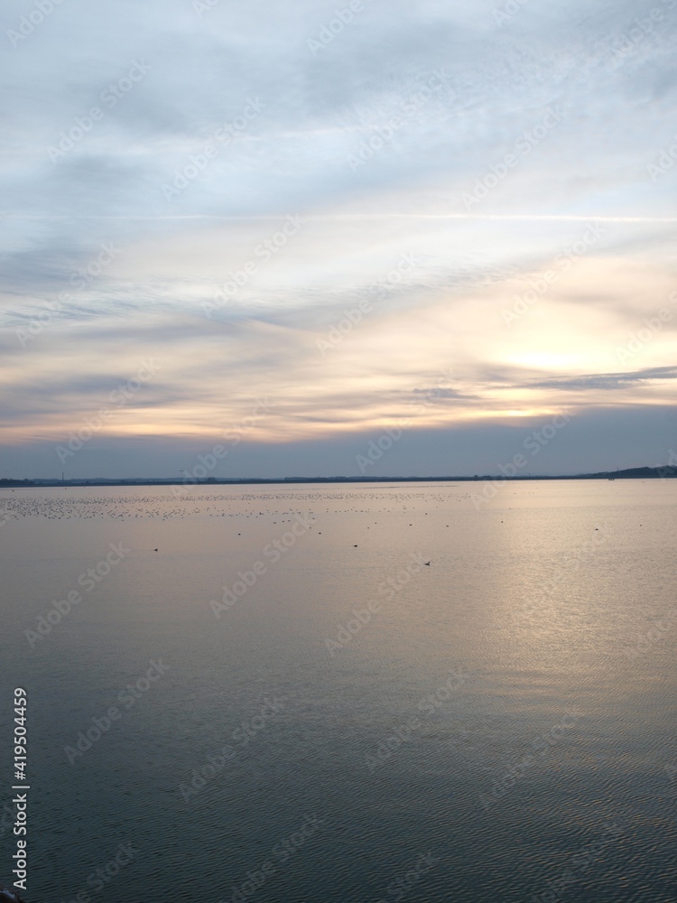 Sunset scene of lake Orient / Aube, France