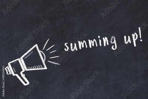 Canvas Print Chalk sketch of loudspeaker and inscription summing up