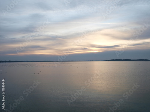 Sunset scene of lake Orient / Aube, France