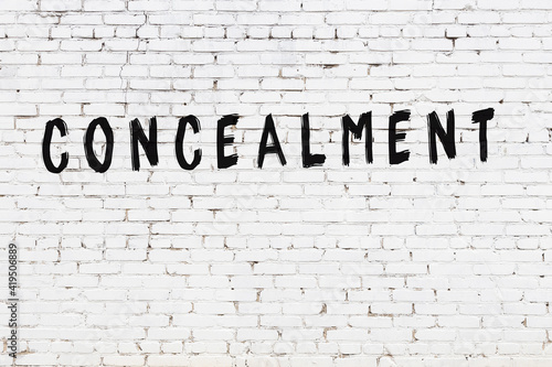Принти на полотні Inscription concealment painted on white brick wall
