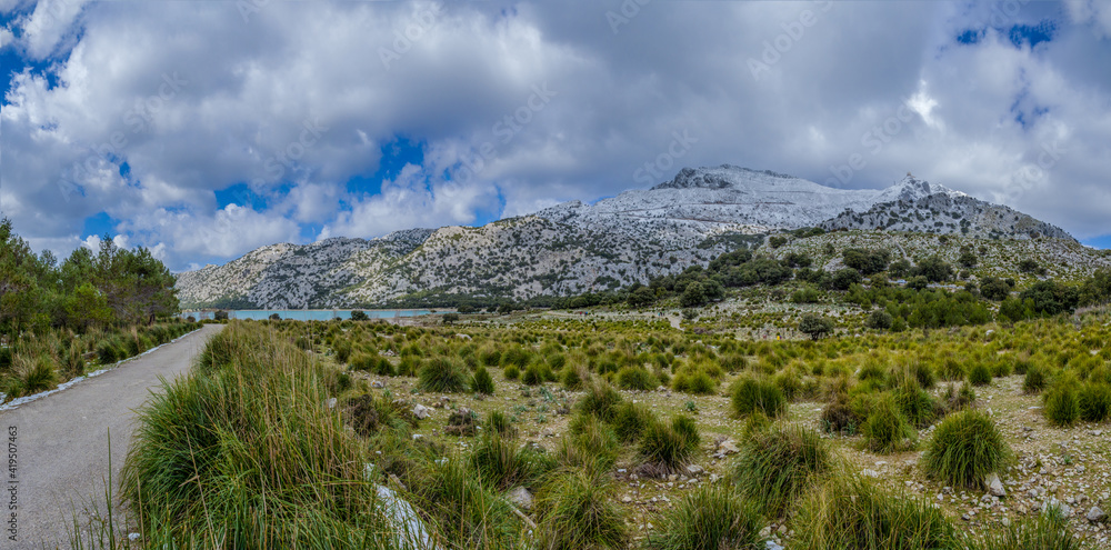 panorama of the Embassament de Cúber, Reservoir in the Serra de Tramuntana mountain range near Mallorca's highest peak. panorama of the Embassament de Cúber, Reservoir in the Serra de Tramuntana mountain range near Mallorca's highest peak.