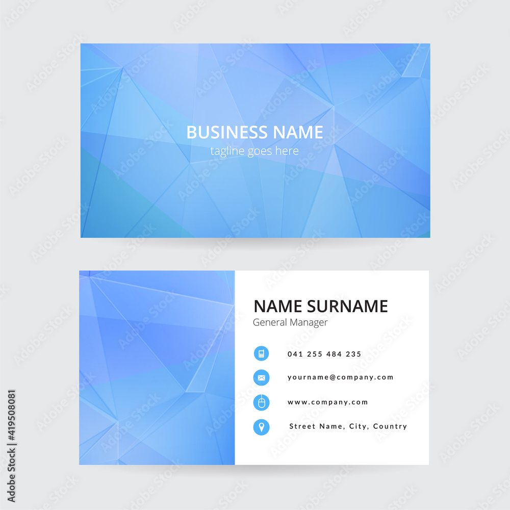 Blue geometric business card, modern design