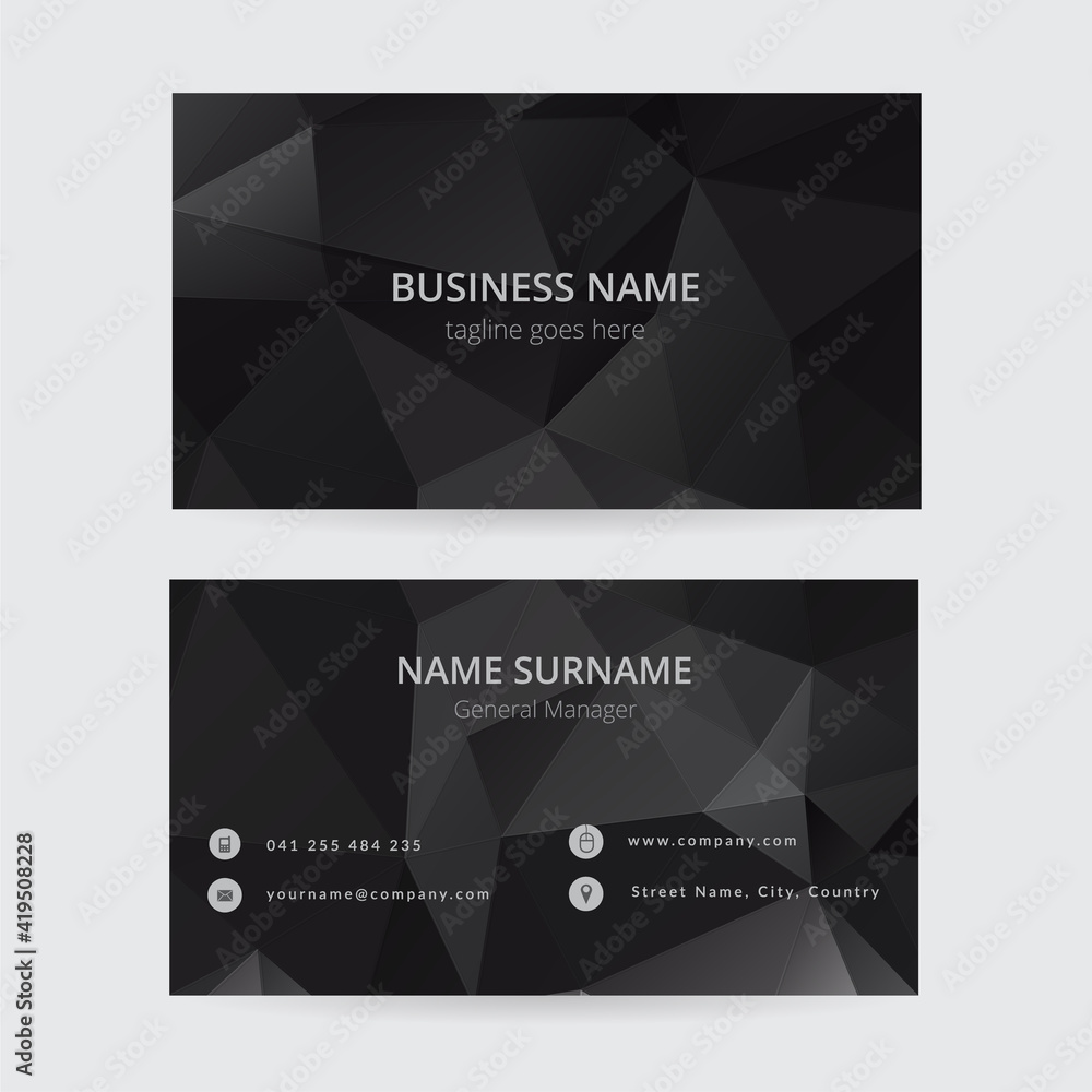 Fototapeta premium Black geometric business card, triangular design