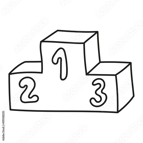 pedestal arding winners in doodle style linear drawing