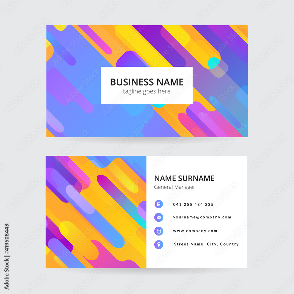 Fototapeta premium Memphis colorful business card, modern design