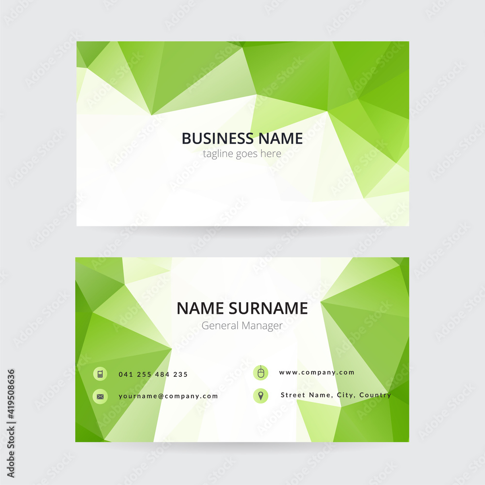 Fototapeta premium Green geometric business card, modern design