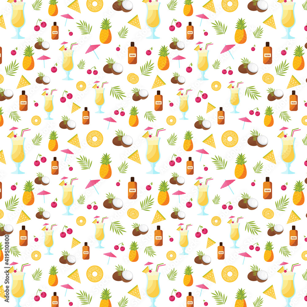 Pina colada ingredients pattern design Pina colada ingredients pattern design