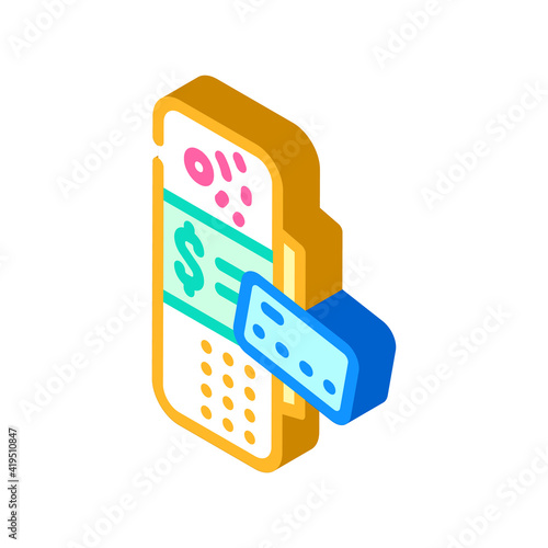 electronic terminal for payment isometric icon vector illustration