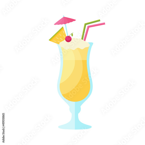 Pina Colada cocktail drink vector design.