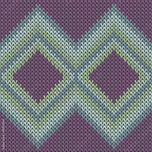 Fluffy rhombus argyle knitted texture geometric